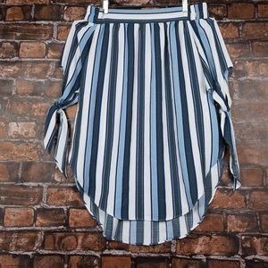 Sassy Heart Off the Shoulder Vertical Stripe Top